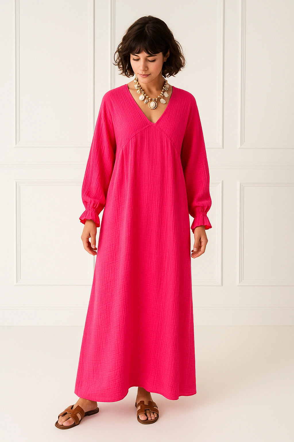 Sunset Ease Maxi Dress - Fuchsia