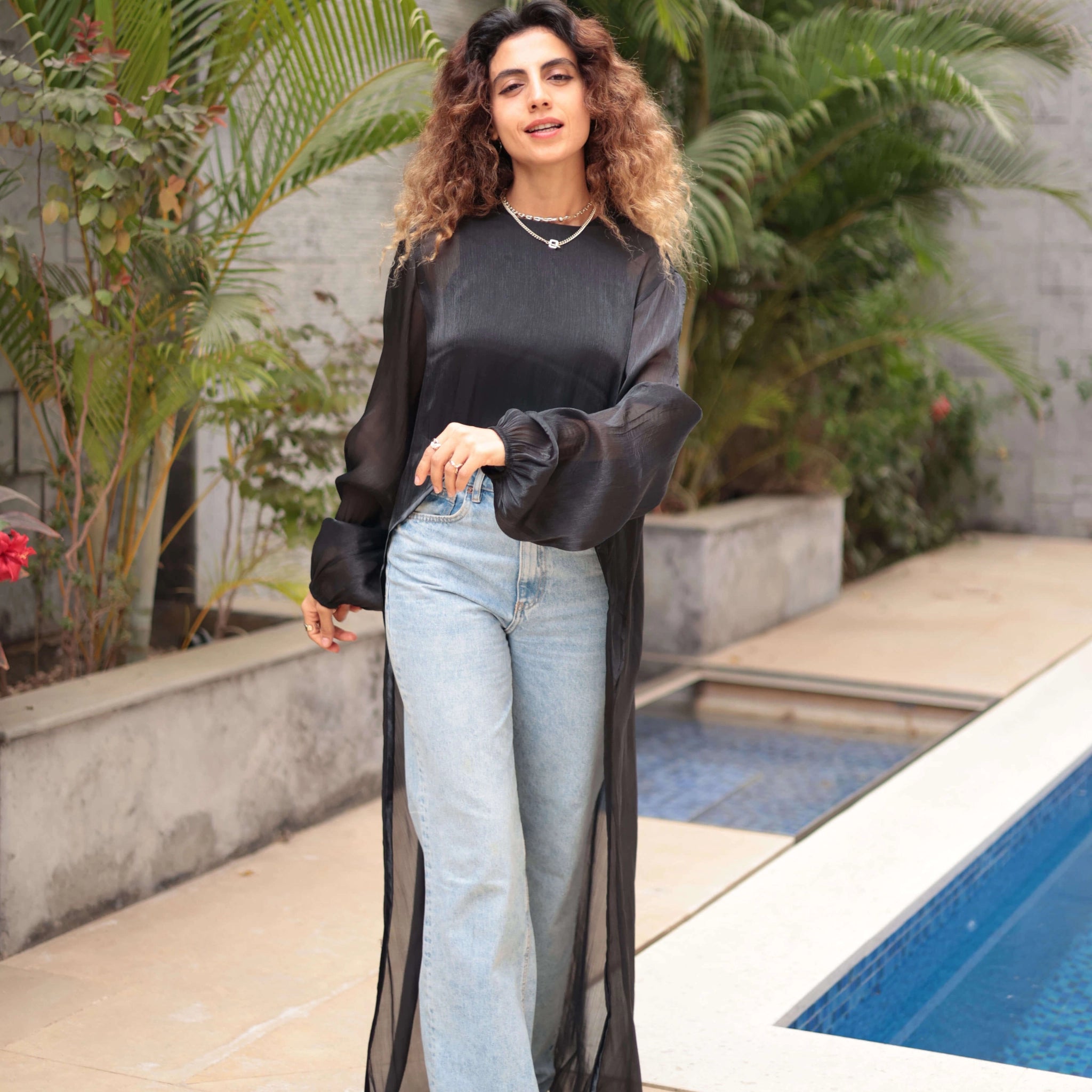 Silk Eclipse Sheer Top