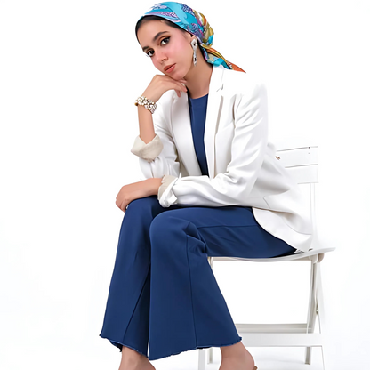 The core capsule rib cotton flare pant in blue