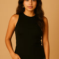 Basic long tank top in black