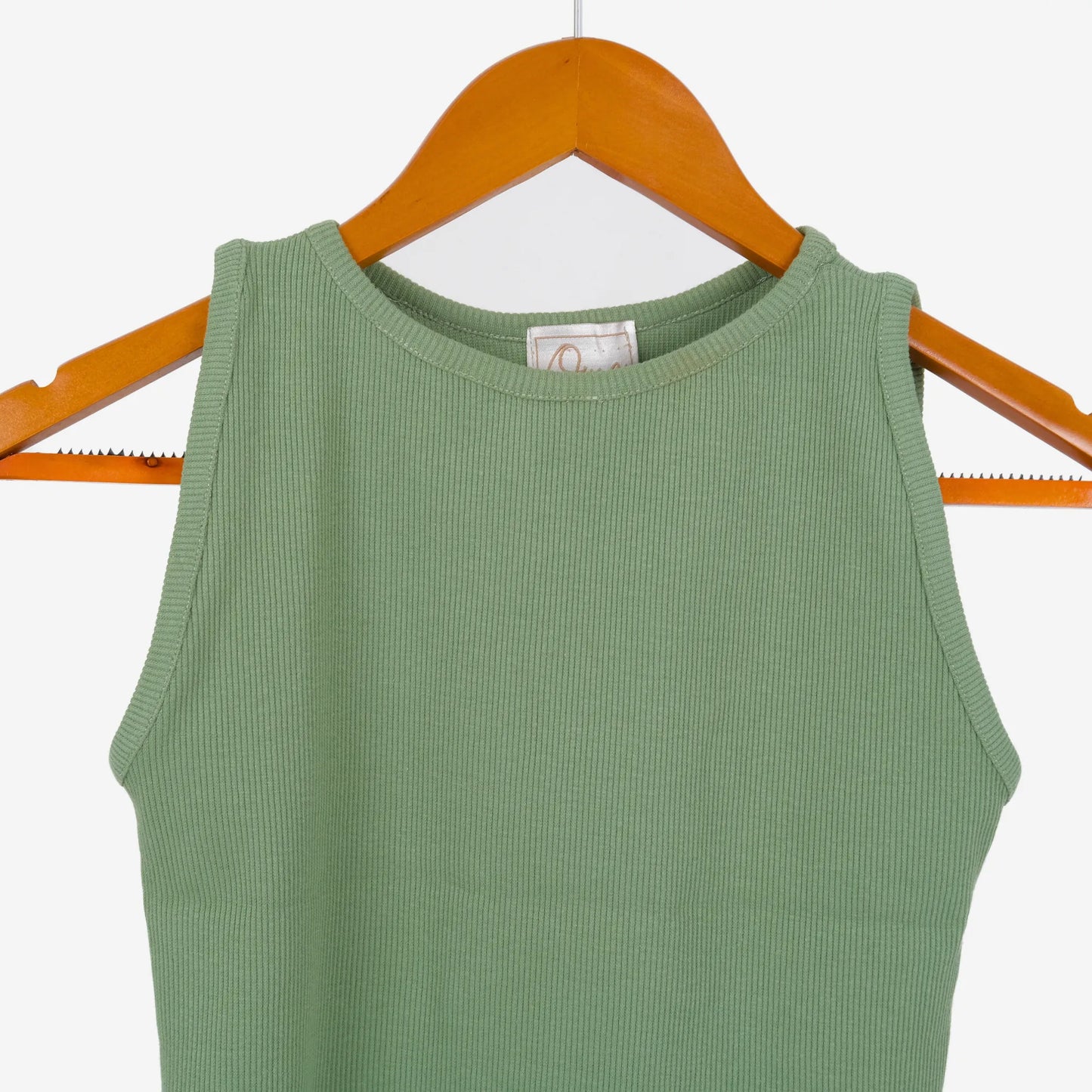 Basic long tank top in pistachio green