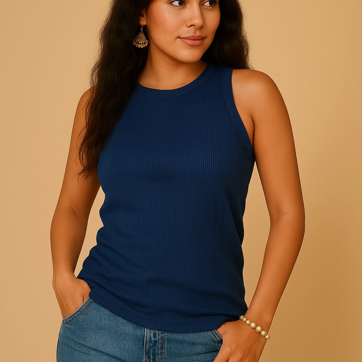 The Essential Rib Tank - Blue