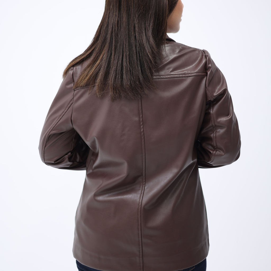 Mocha Royale Leather Blazer