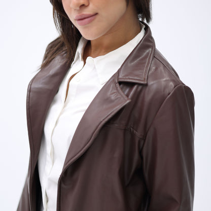 Mocha Royale Leather Blazer