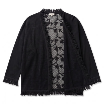 Paisley black fringe cardigan