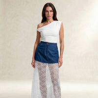 Denim Lace Harmony Skirt