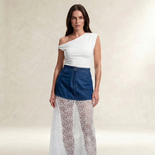 Denim Lace Harmony Skirt