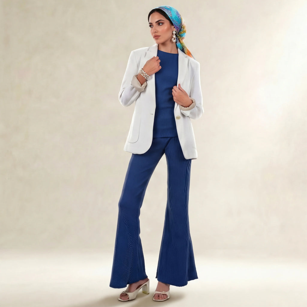Essential Rib Cotton Set In Blue