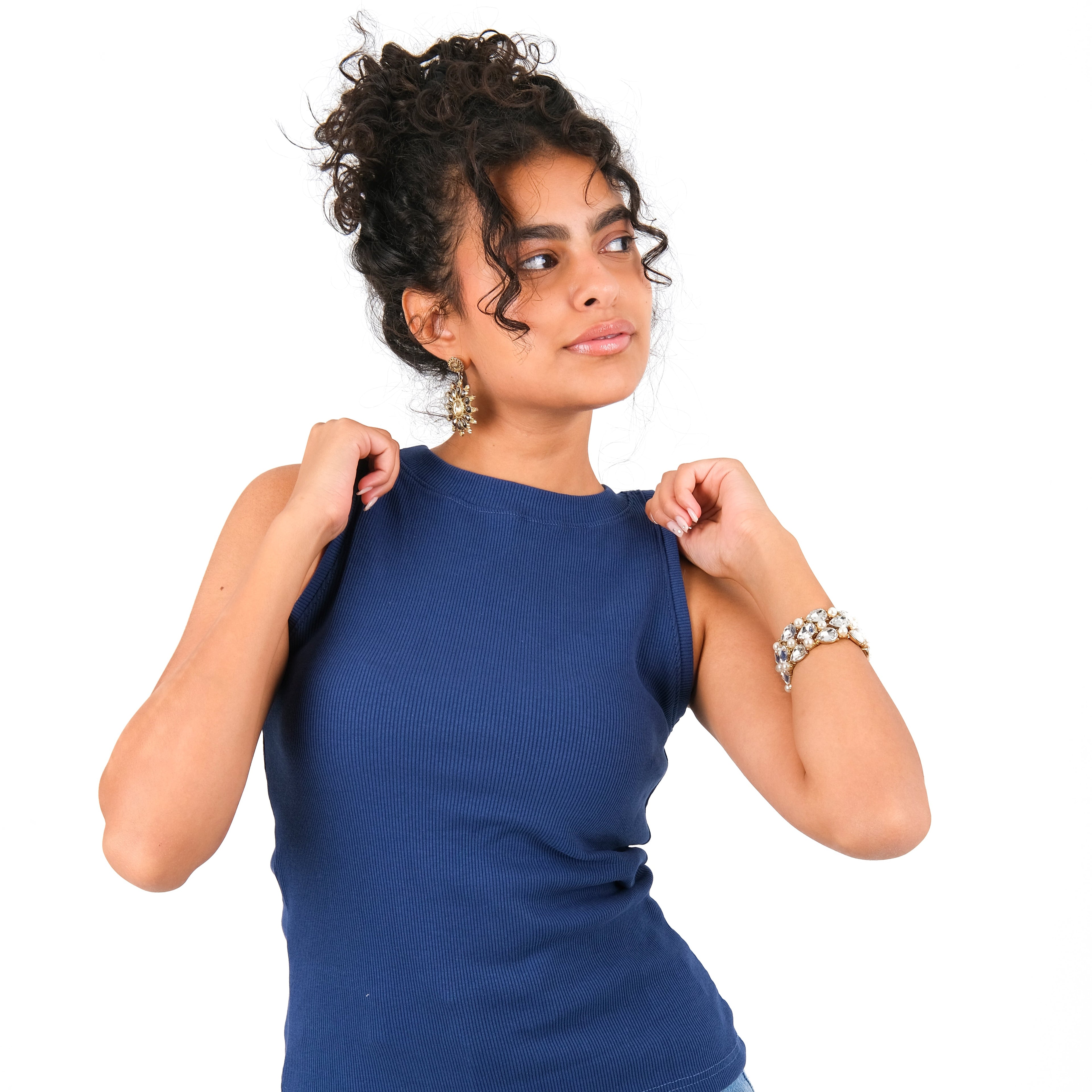 Essential Rib Cotton Set in blue