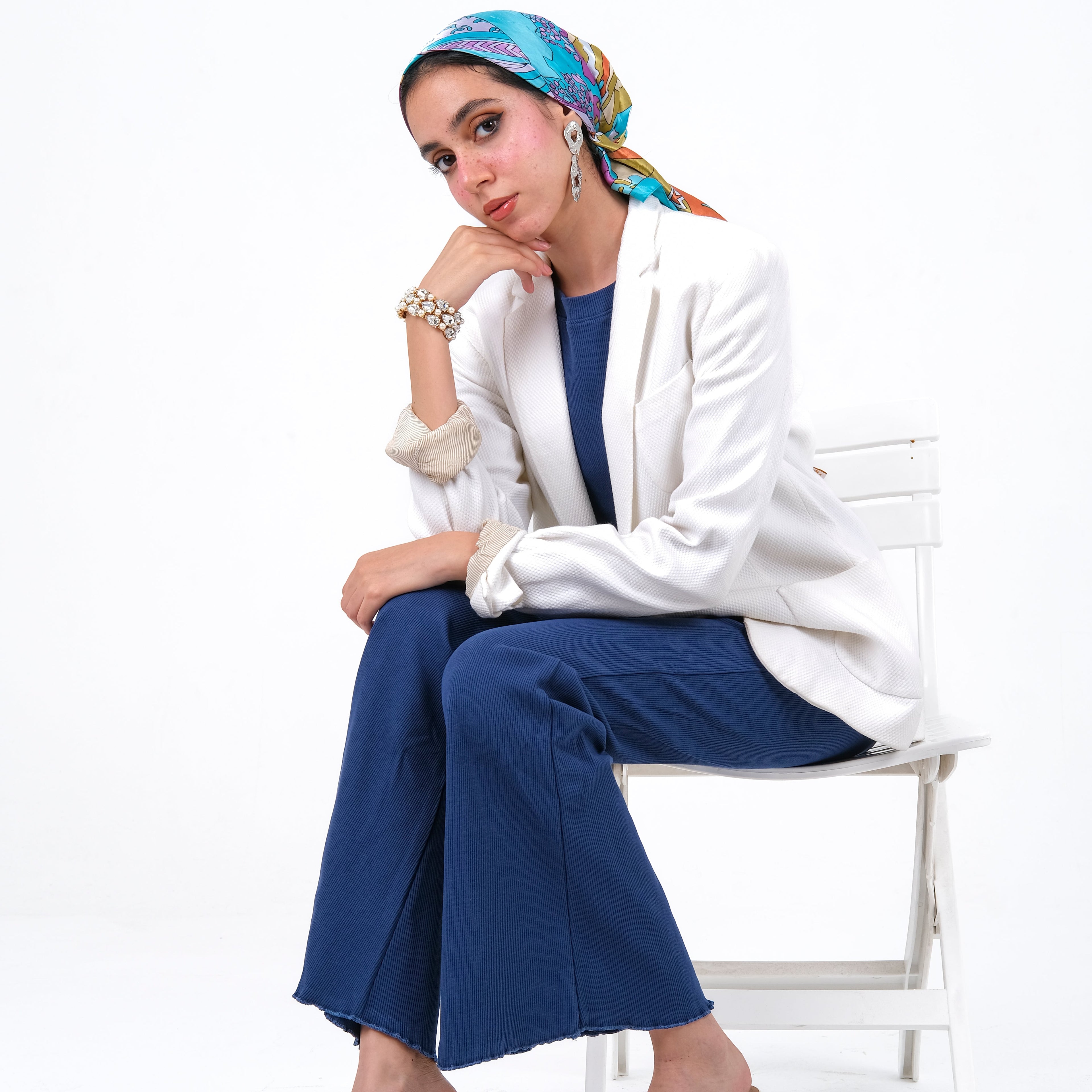 Essential Rib Cotton Set in blue