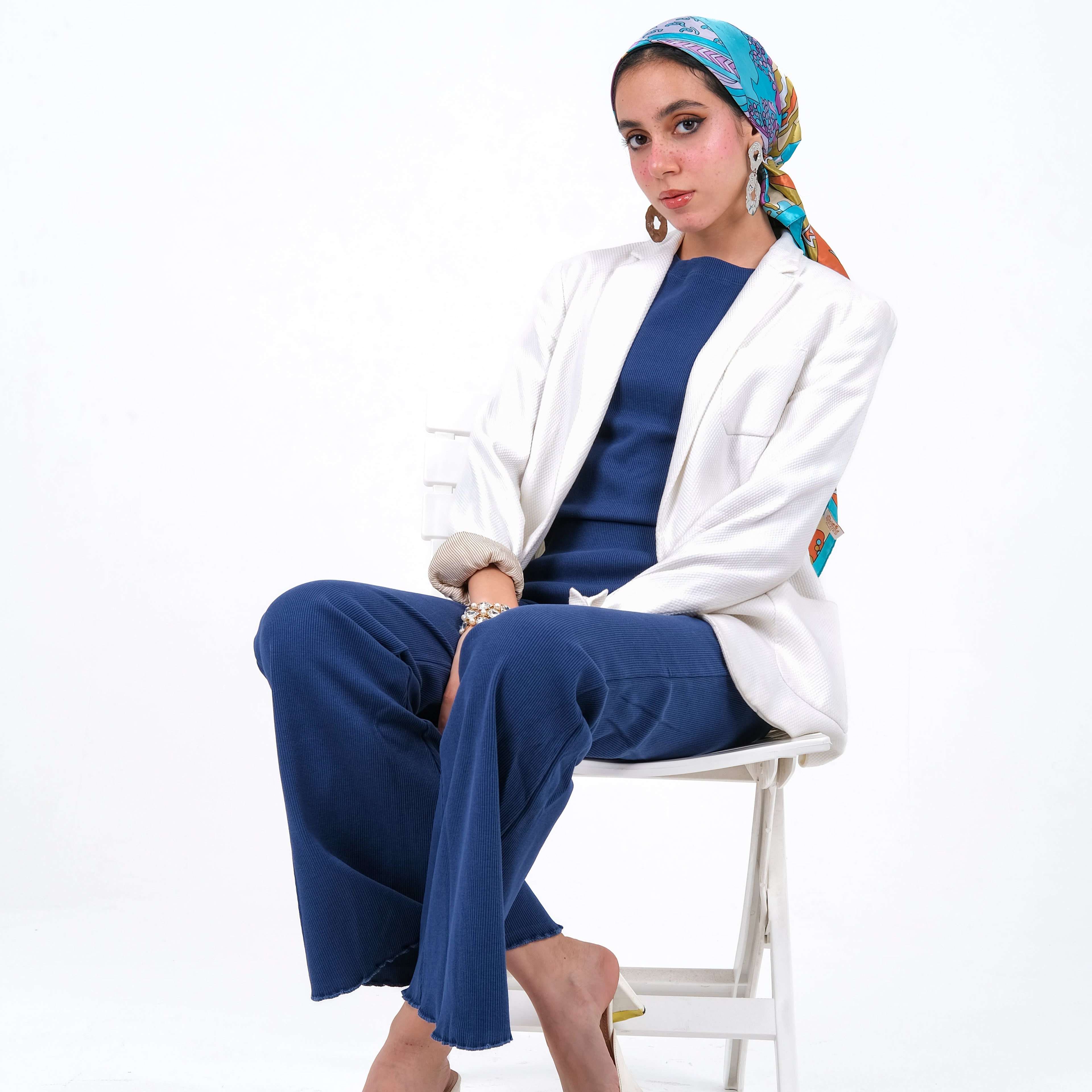 Essential Rib Cotton Set in blue