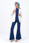 The core capsule rib cotton flare pant in blue