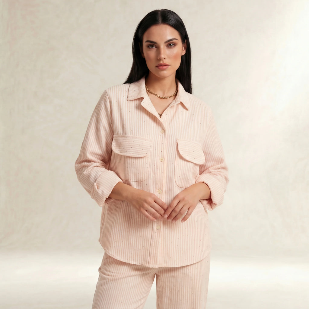 Pink Sparkle Linen Shirt