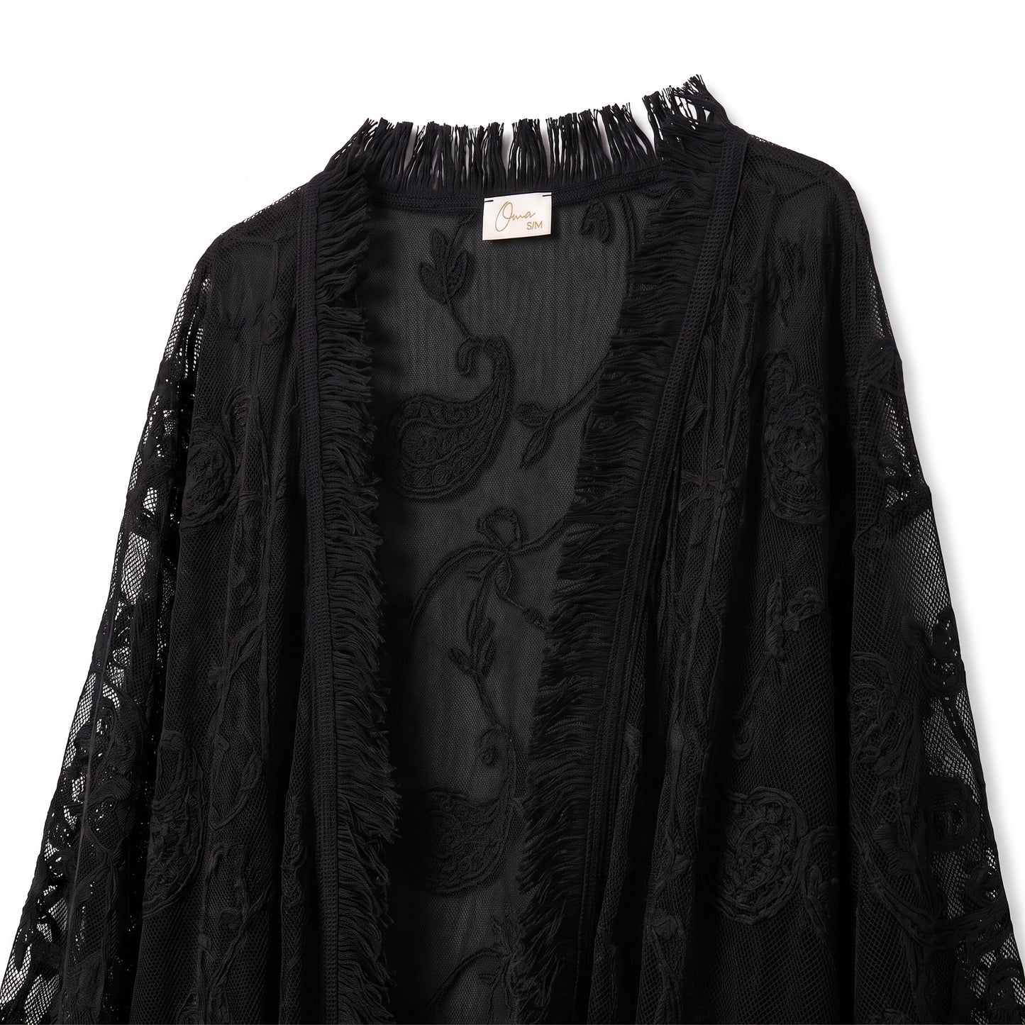 Paisley black fringe cardigan