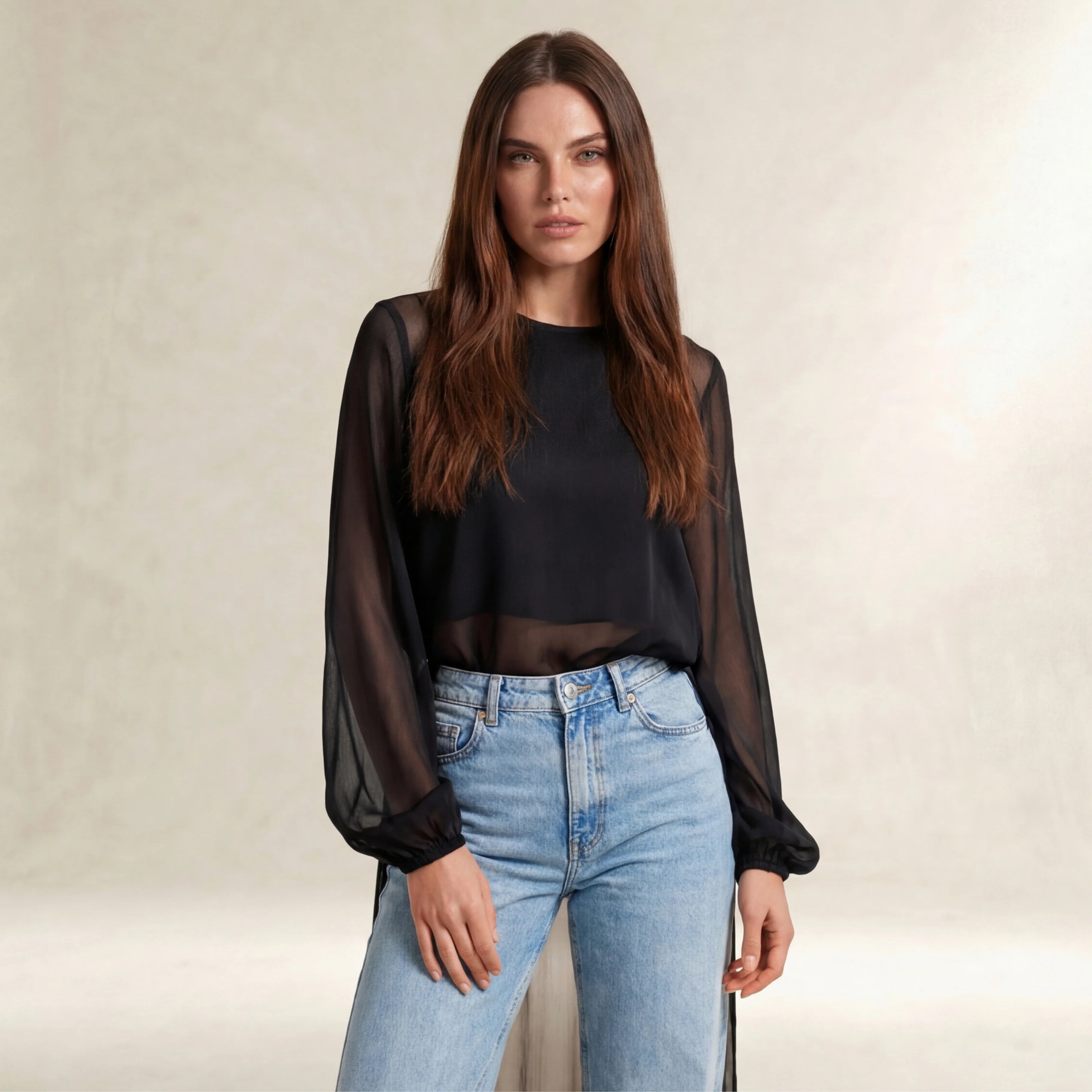 Silk Eclipse Sheer Top