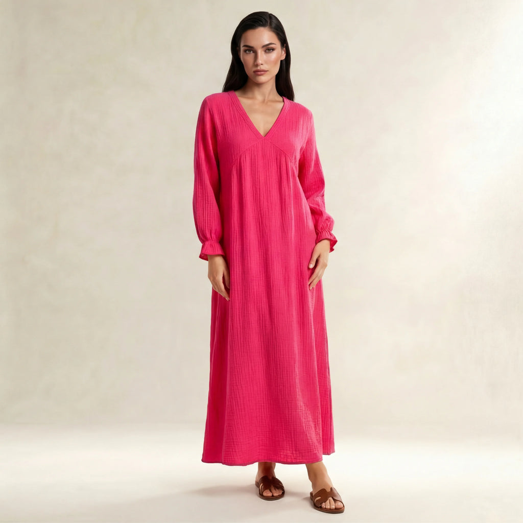 Sunset Ease Maxi Dress - Fuchsia