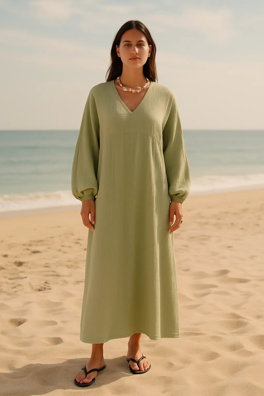 Sunset Ease Maxi Dress - Matcha Green
