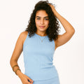 Basic long tank top in baby blue