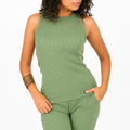 Basic long tank top in pistachio green