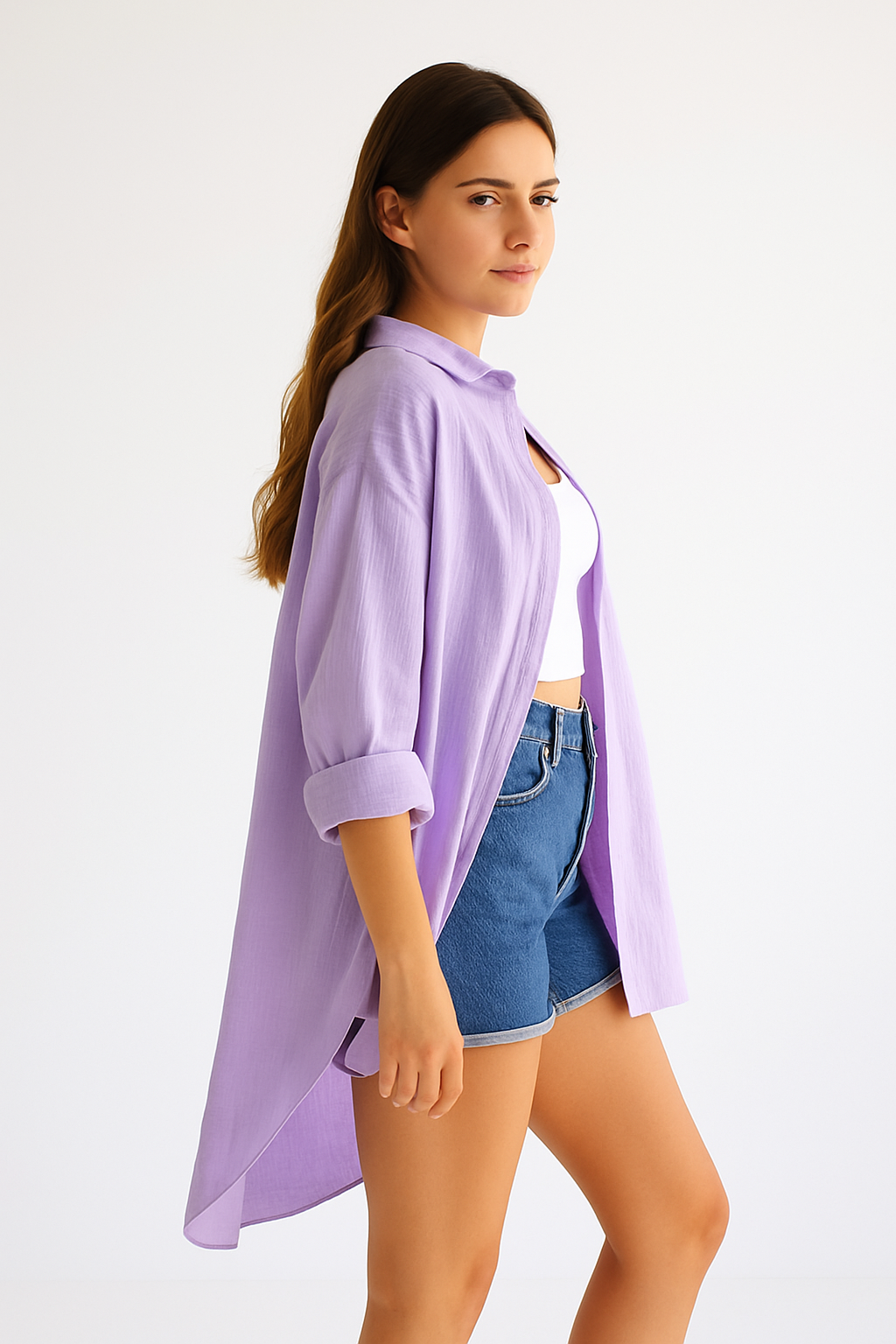 The Essential Oversized Cotton Shirt – Lavendar