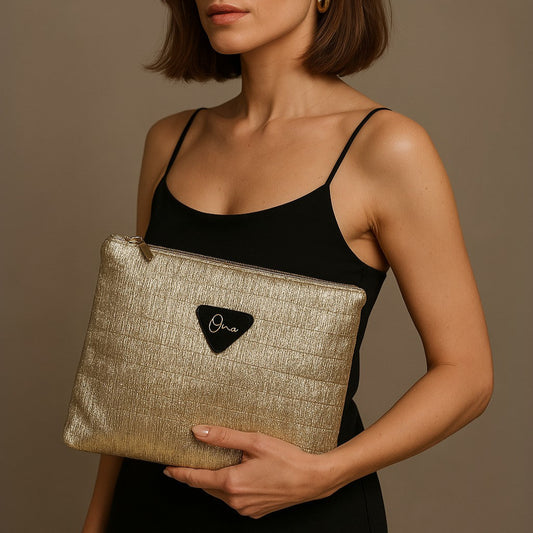 The shining gold clutch