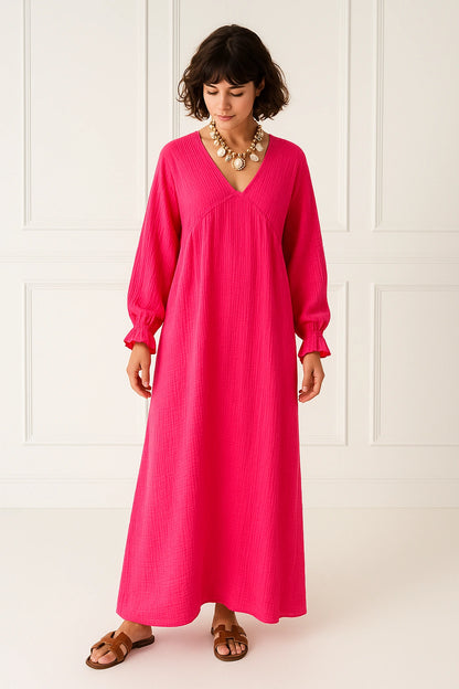 Sunset Ease Maxi Dress - Fuchsia
