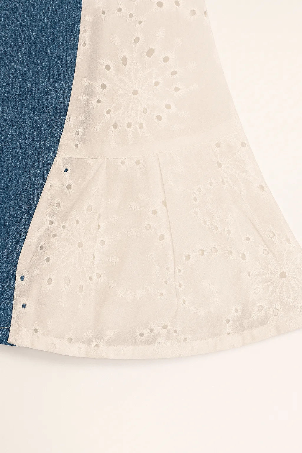 Meadow Flare Denim – Embroidered Contrast Panel Pants