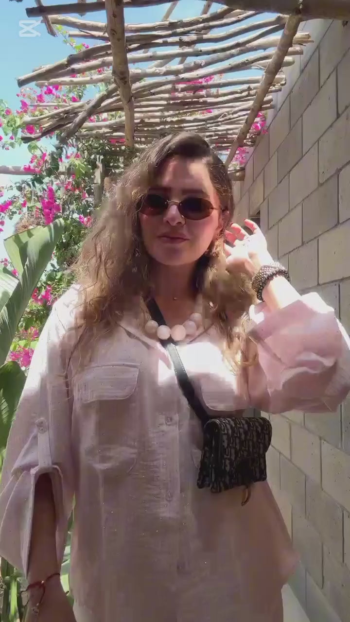 Pink Sparkle Linen Shirt