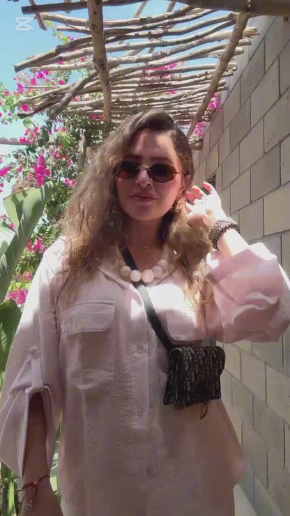 Pink Sparkle Linen Shirt