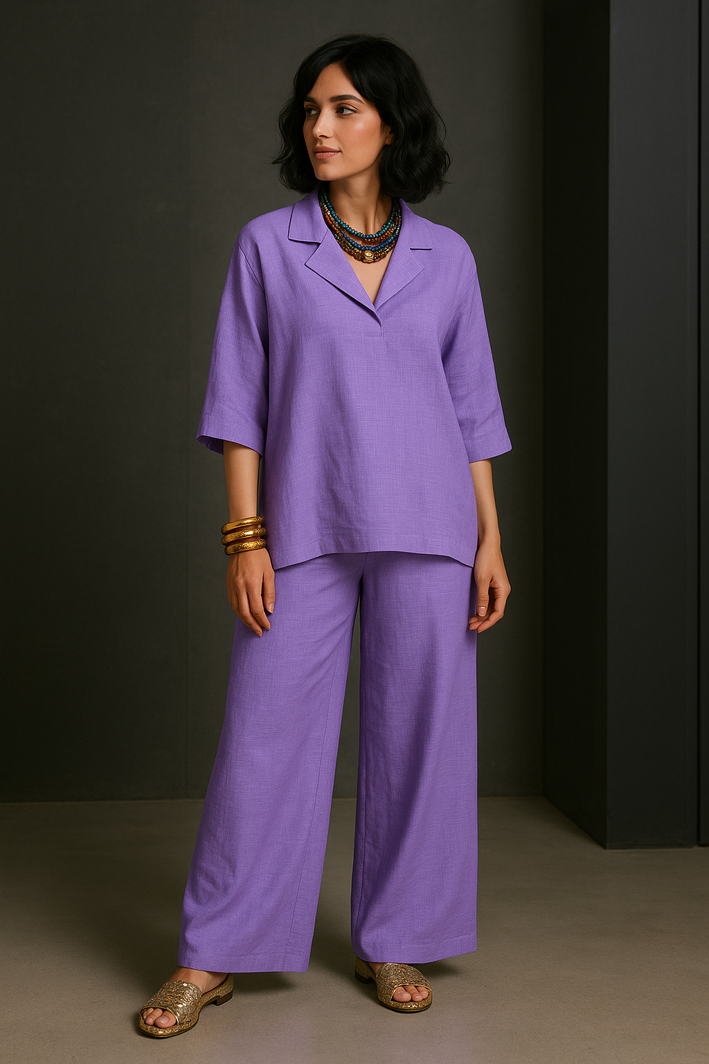 The Essential Linen Set in Purple