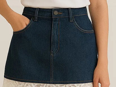 Denim Lace Harmony Skirt